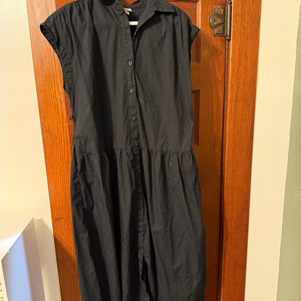 a new day Black Midi Button-Up Dress